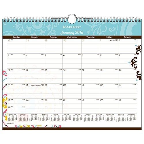 At-A-Glance AT-A-GLANCE Monthly Wall Calendar 2016, Suzani, 14-7/8 x 11-7/8