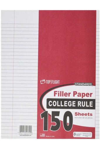 Top Flight Filler Paper, 10.5 x 8 Inches, College Rule 150 Sheets Case of 24