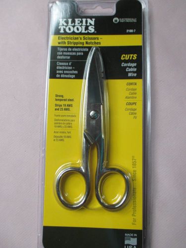 New klein tools electrician&#039;s scissors with stripping notches cat no. 2100-7 usa for sale