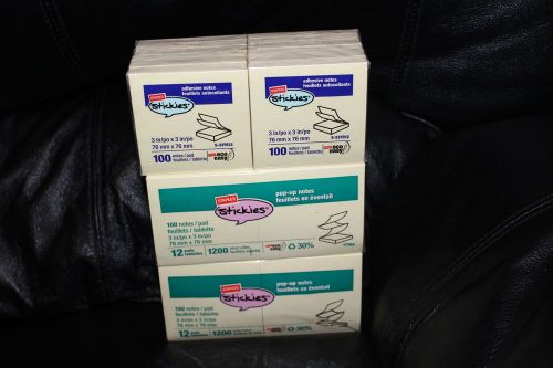 NEW - Staples Stickies, Yellow Sticky Notes, 3 x 3-Inches, 12-Pads/Pack LOT OF 3