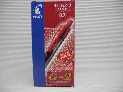 12 pcs Pilot retractable G-2 0.7mm fine Roller Ball pen Dark Red (Japan)