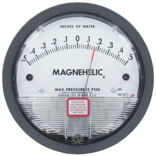 Dwyer? Magnehelic? Differential Pressure Gage, 2301, Zero Center Range: