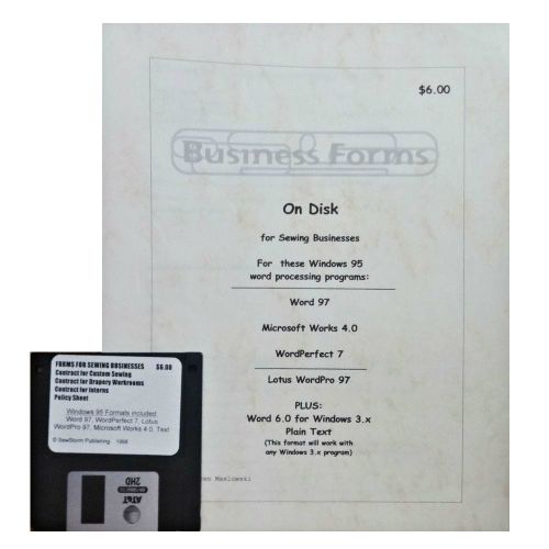 Sew Storm Business Forms for Sewing Businesses Plus Disk