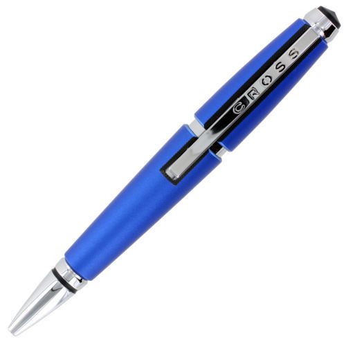 NEW! Cross AT0555S-3 Edge Gel Rollerball Pen .7mm, Nitro Blue &amp; Chrome Boxed