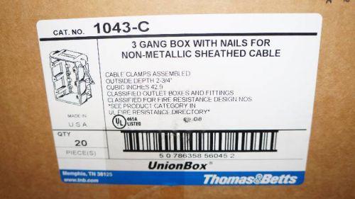 Thomas &amp; betts unionbox 3 gang box w/nails for non-metallic sheathed cable 1043c for sale