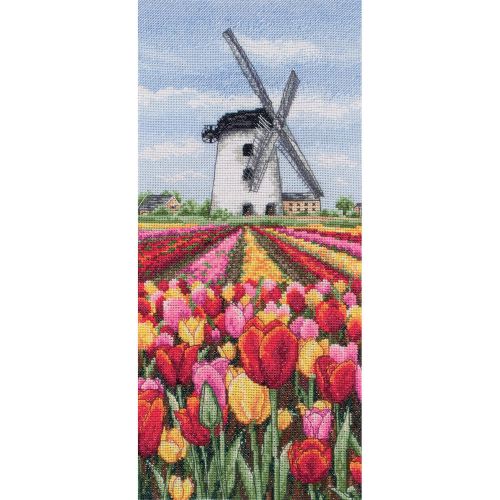 &#034;Dutch Tulips Landscape Counted Cross Stitch Kit-12.5&#034;&#034;X5.5&#034;&#034; 16 Count&#034;