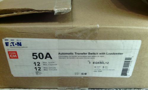 NIB Eaton EGS50L12 50 Amp Automatic Generator Transfer Switch and Loadcenter