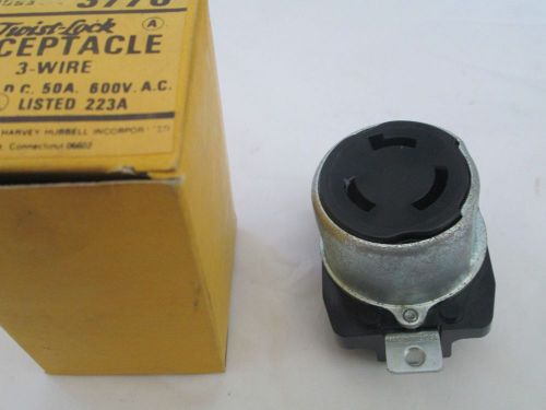 Hubbell 3770 HBL3770 Twist-Lock Receptacle 3-Wire 50A 250V. DC 600V. AC