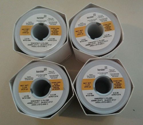 NEW KESTER SOLDER 40MM (.015&#034;)   24-6337-9737 SN63PB37 4 lb rolls