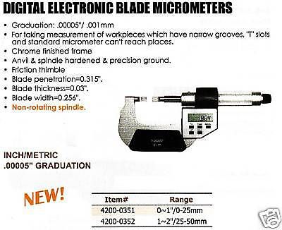 Digital Electronic Blade Micrometers Range 2 - 3&#034; NEW