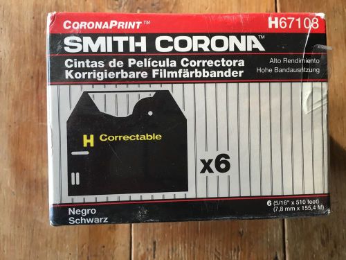 Smith Corona H67108 Correctable Film Black Typewriter Ribbon Cassettes-6 Per Box