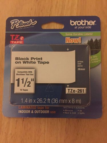 Brother TZe-261 Thermal Label - 36mm Width 1 Roll Black Print On White Tape