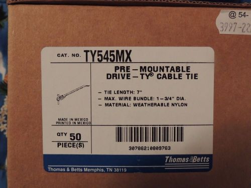Thomas &amp; Betts TY545MX Pre-Mountable Drive Cable Tie 7&#034; Black 50ct