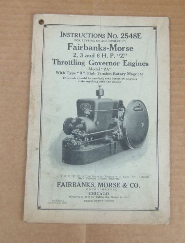 Fairbanks-Morse No 2548E Type &#034;Z&#034; Set Up Book 1932