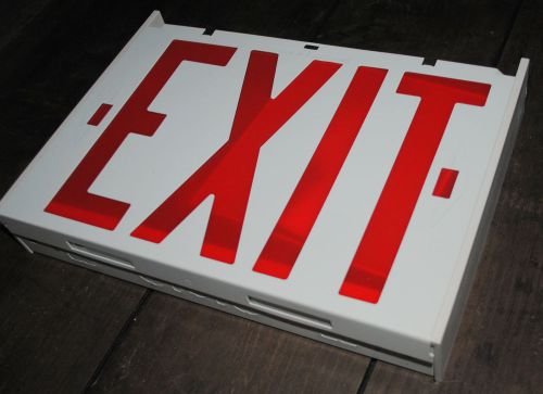 Lot of (3) Emergency EXIT Metal Signs Light Up Commercial Industrial *NOS*