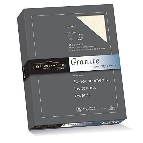 Southworth granite specialty paper, 8.5 x 11 inches, 32.lb, ivory, 250 sheets for sale