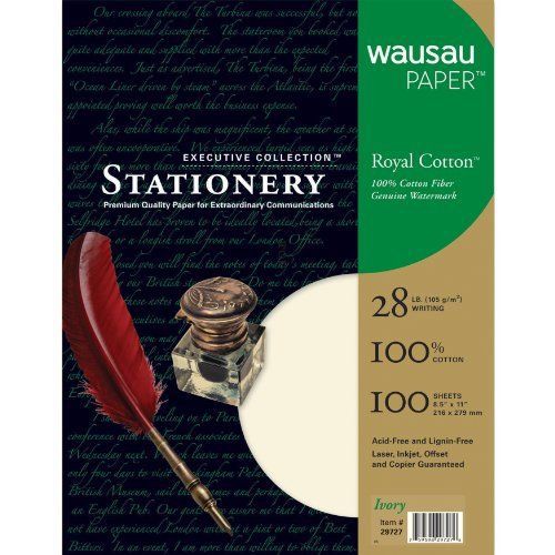 Wausau Paper Executive Royal Cotton Fine Business Paper, 100-Sheets, Ivory, 8.5