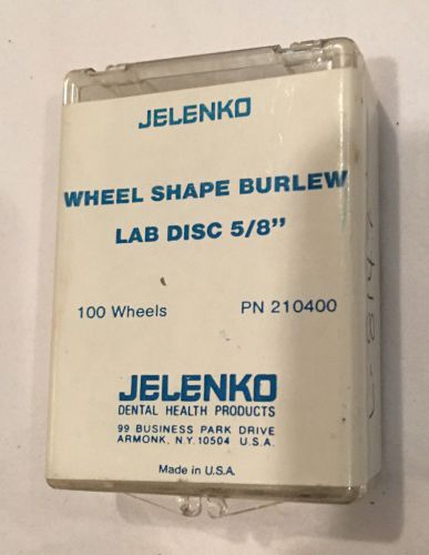 **BRAND NEW** Box of 100 JELENKO DENTAL Wheel Shape Burlew Lab Discs (5/8&#034;)