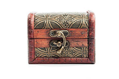 Wooden Antique Design Embossed Flower Jewelry Gift Necklace Case Box