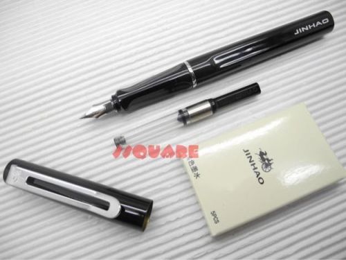 Jinhao 599 Medium Fine Nib Fountain Pen w/ Ink Converter +5 Blue Cartridges, B