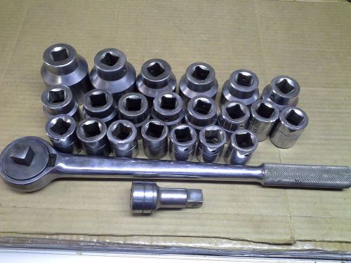 S&amp;k 3/4&#034; drive sockets &amp; ratchet large industrial, 24 pieces, 2 inch -- 7/8 inch for sale