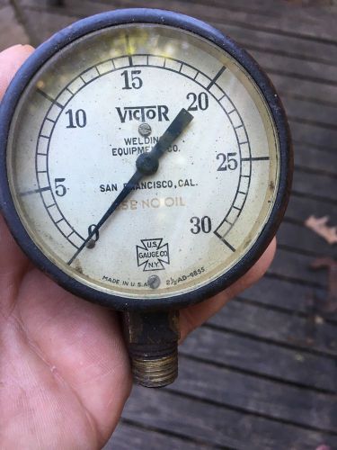 Vintage victor welding brass gauges 0-30 &amp; 0-400. for sale