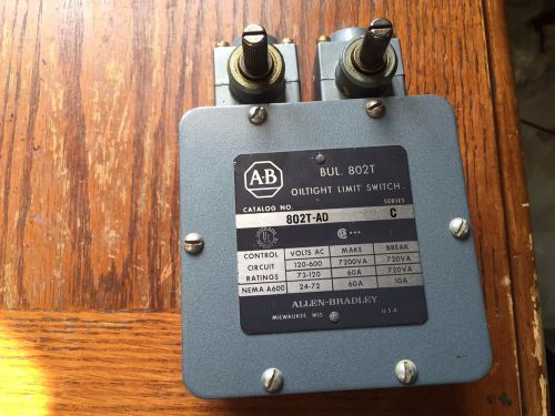 New Allen Bradley 802T-AD Dual Oiltight Limit Switch Series C