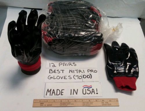 12 pairs- best nitri pro gloves usa made (model # 7000)  size large(10) for sale