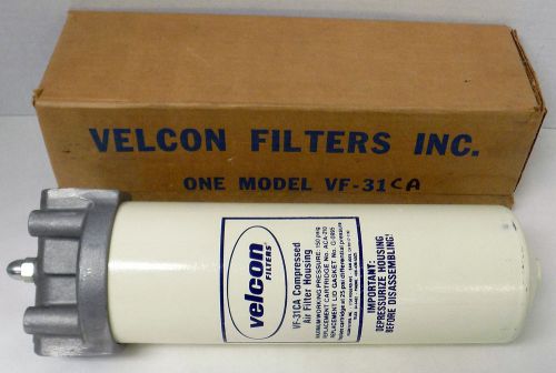 New velcon filters vf-31-ca compressed air filter housing w/ two aquacon aca-210 for sale
