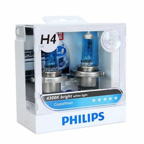 4 Bulbs Of New Philips Crystal Vision H4 12 V 55/60 W 4300k Bulbs P43T-38