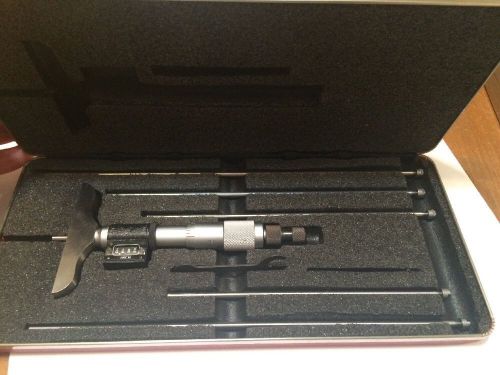Starrett No. 446 Micrometer Digital Depth Gage in Box 0&#034; To 6&#034; Tool Wrench Rod