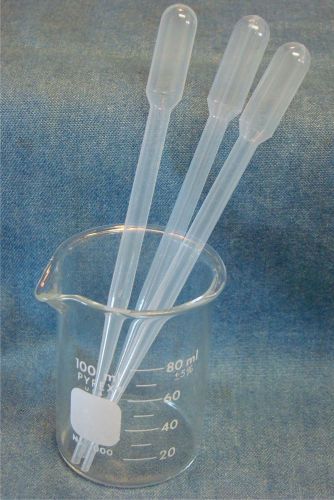 100ml Pyrex Beaker / Flask + 3 Pipette Droppers lab science equipment supplies