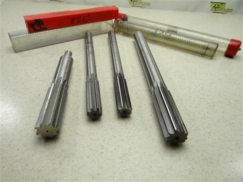 LOT OF 4 HSS STRAIGHT SHANK CHUCKING REAMERS 3/4 &#034; TO 1&#034; YANKEE J&amp;B