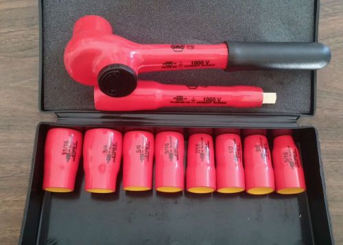 WIHA 1000v Insulated Socket Wrench Set  5/16 to 11/16 10pc set