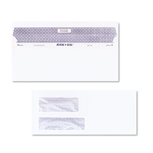 Quality Park Reveal-N-Seal Double Window Envelope, #9, 3-7/8 inches x 8-7/8