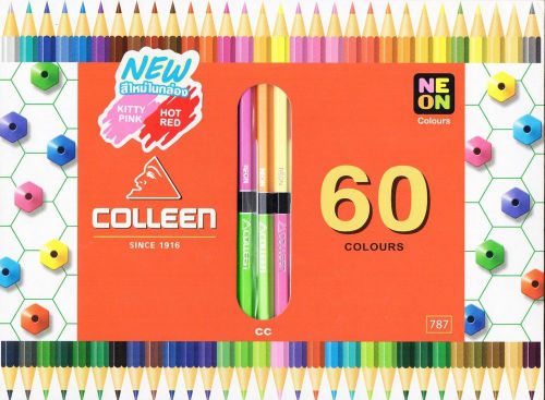 COLLEEN NEON PENCIL 60 COLORS 30 PENCILS DOUBLE END HEXAGON 787 TRACKING INCLUDE