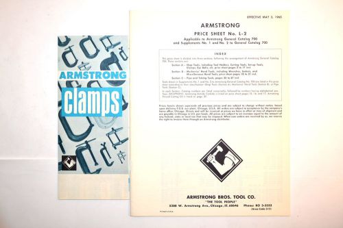 ARMSTRONG BROTHERS CLAMPS BROCHURE C-4 &amp; PRICE SHEET L-2 RR783 machinist Catalog
