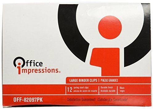 Office Impressions Binder Clips, Large Size, 2 Inches Wide, 12/Pack (82097)