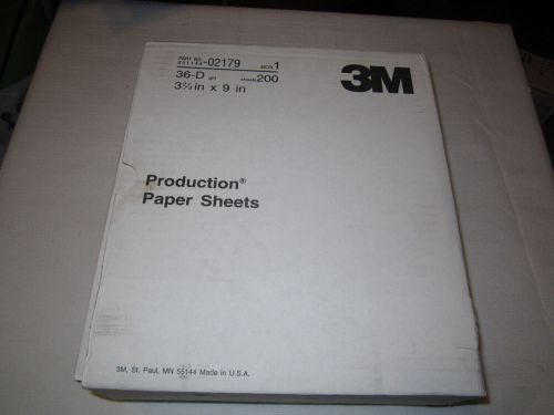 3M 240N Production Paper Sheets Set of (200) 36-D Grade 02179 3.5&#039;&#039; x 9&#039;&#039;