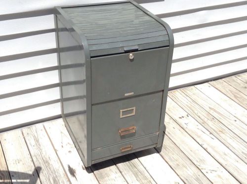 vintage steelmaster roll top file cabinet