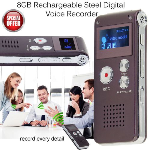New 8GB USB Rechargeable Digital Sound Voice Recorder Dictaphone MP3 Player