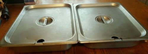 Lot of 2 WINCO PAN W/ LID FULL SIZE 2.5&#034; DEEP 4 1/2 Q 18/8 STAINLESS STEEL