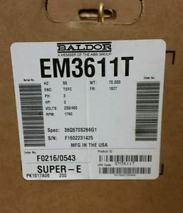 Baldor EM3611T 3HP 182T 230/460
