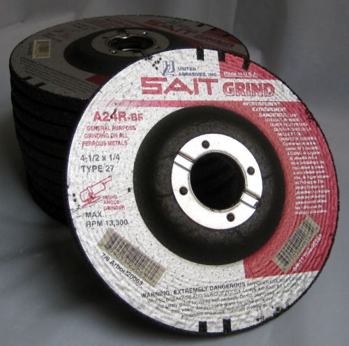 Cutting wheel united abrasives sait grind 4-1/2 x 1/4 in, 7/8 in arbor: 20063 for sale