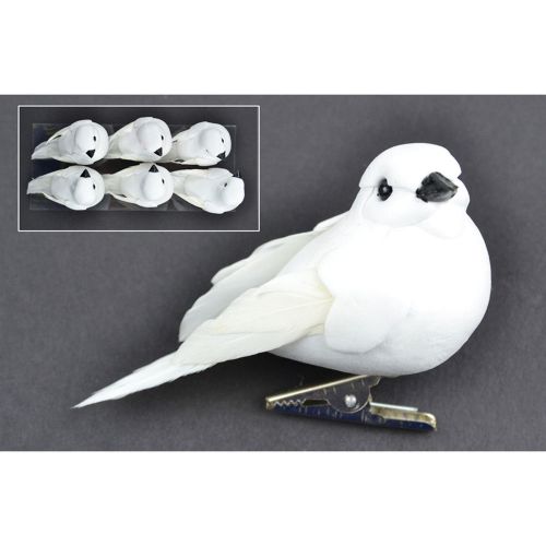 &#034;Mushroom Birds W/Clip 3&#034;&#034; 6/Pkg-White Doves, Set Of 2&#034;