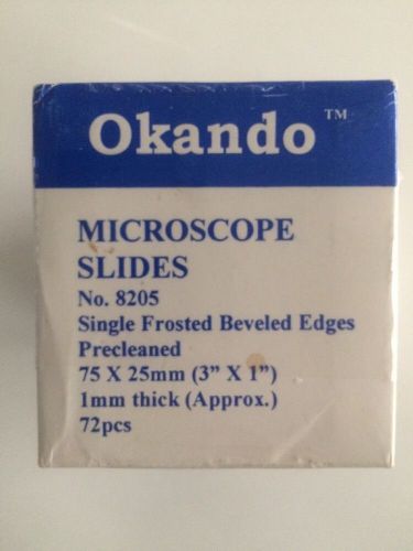 Okando Blank Microscope Slides No. 8205 Pre-Cleaned Clear - 6 Boxes of 72 ea
