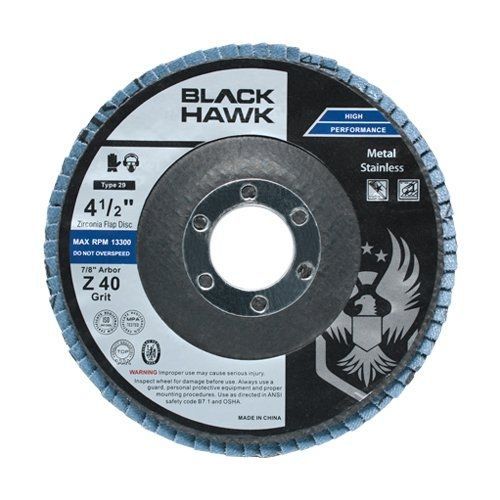 10 Pack 4-1/2&#034; x 7/8&#034; Black Hawk Zirconia Grinding &amp; Sanding Flap Discs T29 (40