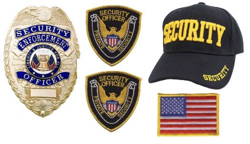 Obsolete New 80&#039;s Vintage Style Security Enforcement Officer Gold Bundle Badge