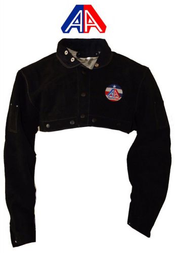 Aa premium black fr cowhide leather welding cape sleeves size s to 4xl for sale