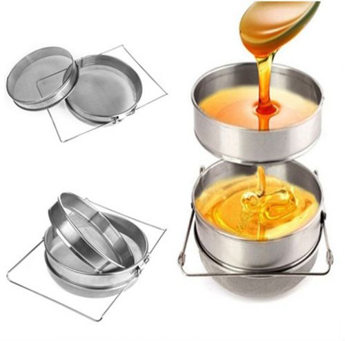 New Beekeeping Double Honey Sieve Strainer Filter Apiary Set Stainless Steel